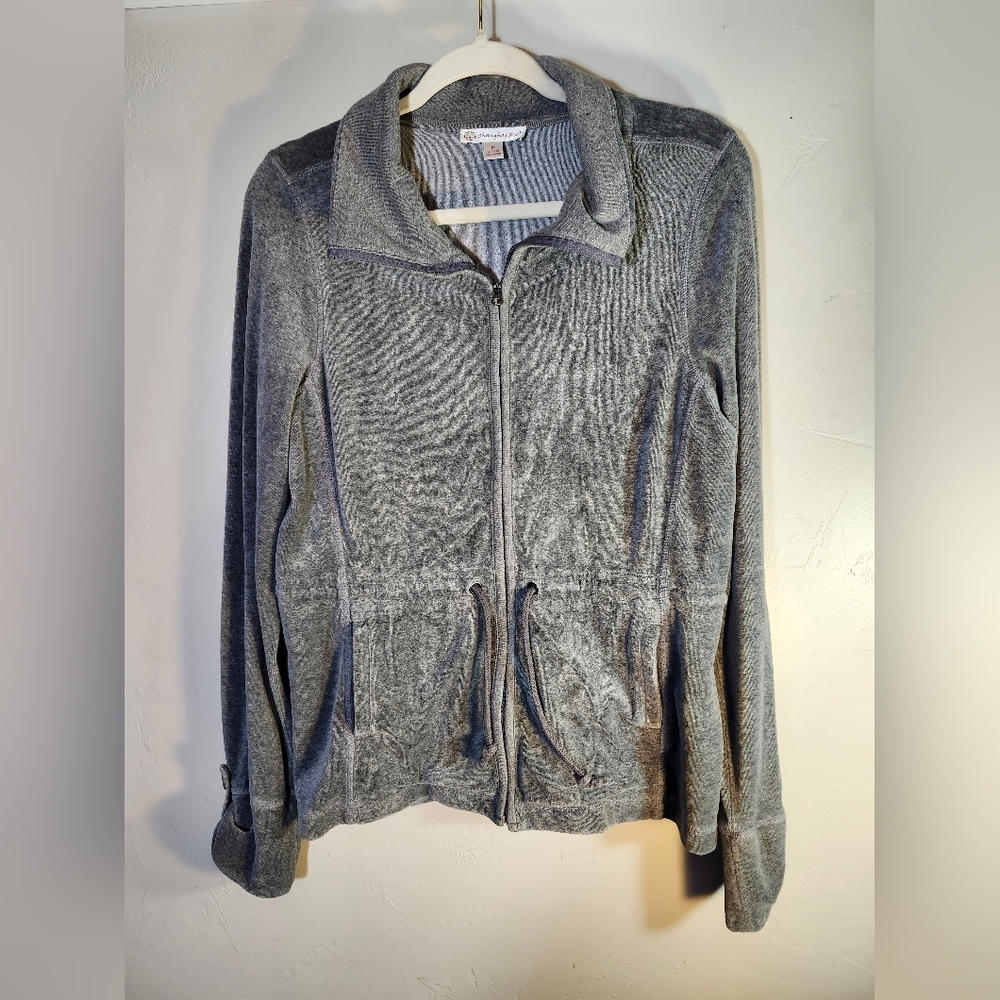 Shanghai Red‎ Velety Gray Jacket String Waist 80% Cotton Sz M